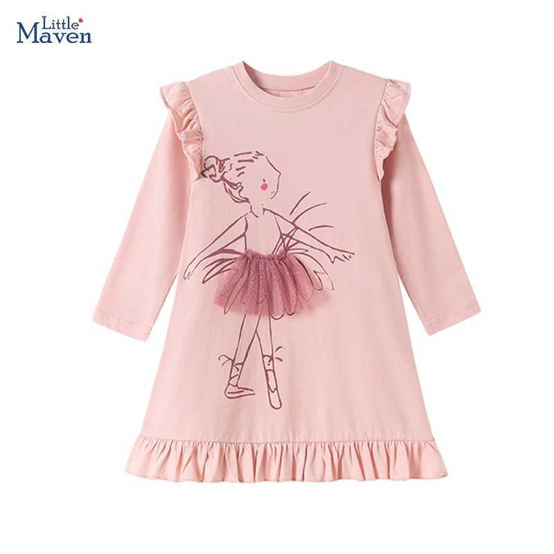 Little maven Kids Party Dress Cartoon Ballet Girl Appliques Baby Girl Costume Autumn Spring Childrens Clothing for Dresses C250916