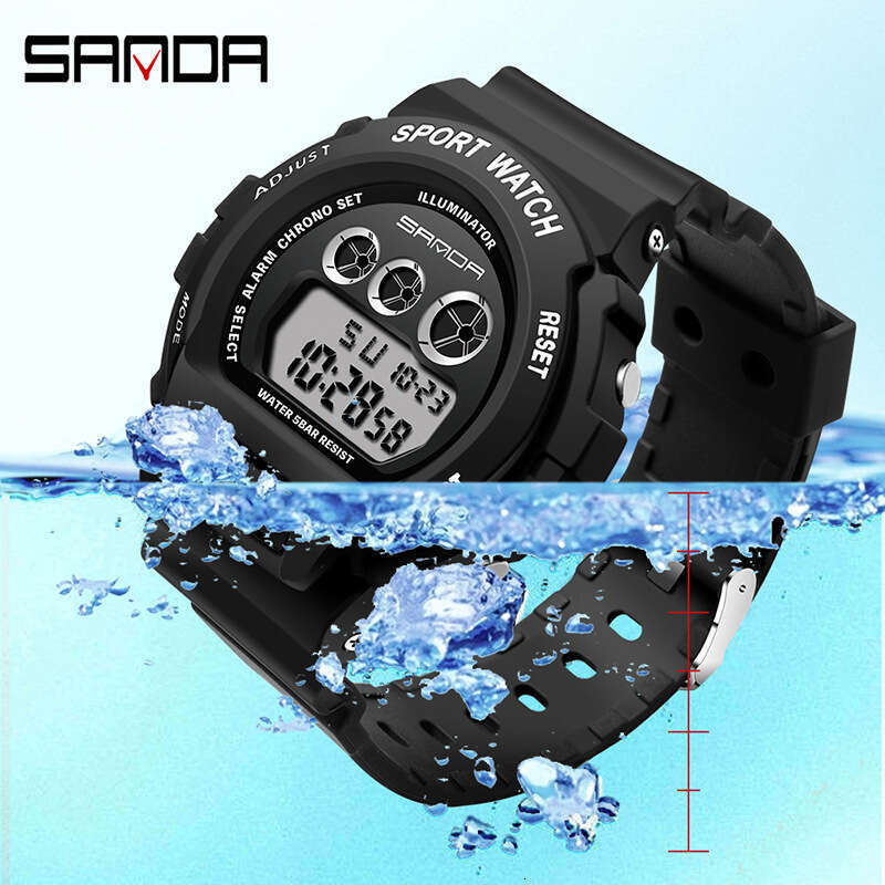 DHgargets Sanda Men's Student Single Movement Fashion Trend Electronic Watch for Men and Women Middle School Students Wristwatch