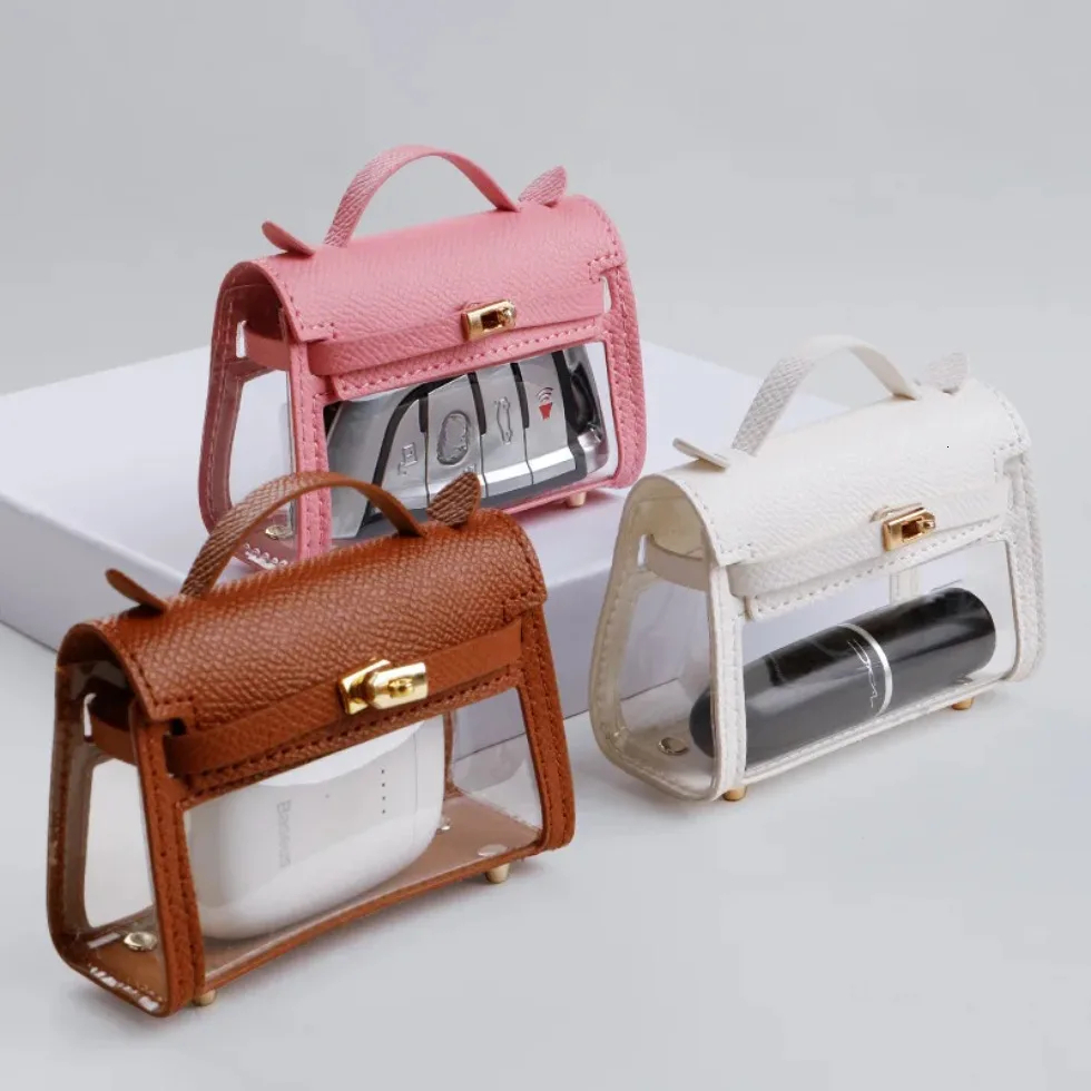Bestseller Mini Clear Leather Storage Bag Keychain Wallet For Car Key Perfume Lipstick Coin Earphone Case for Apple Box With Chain ddmytues ddmytues