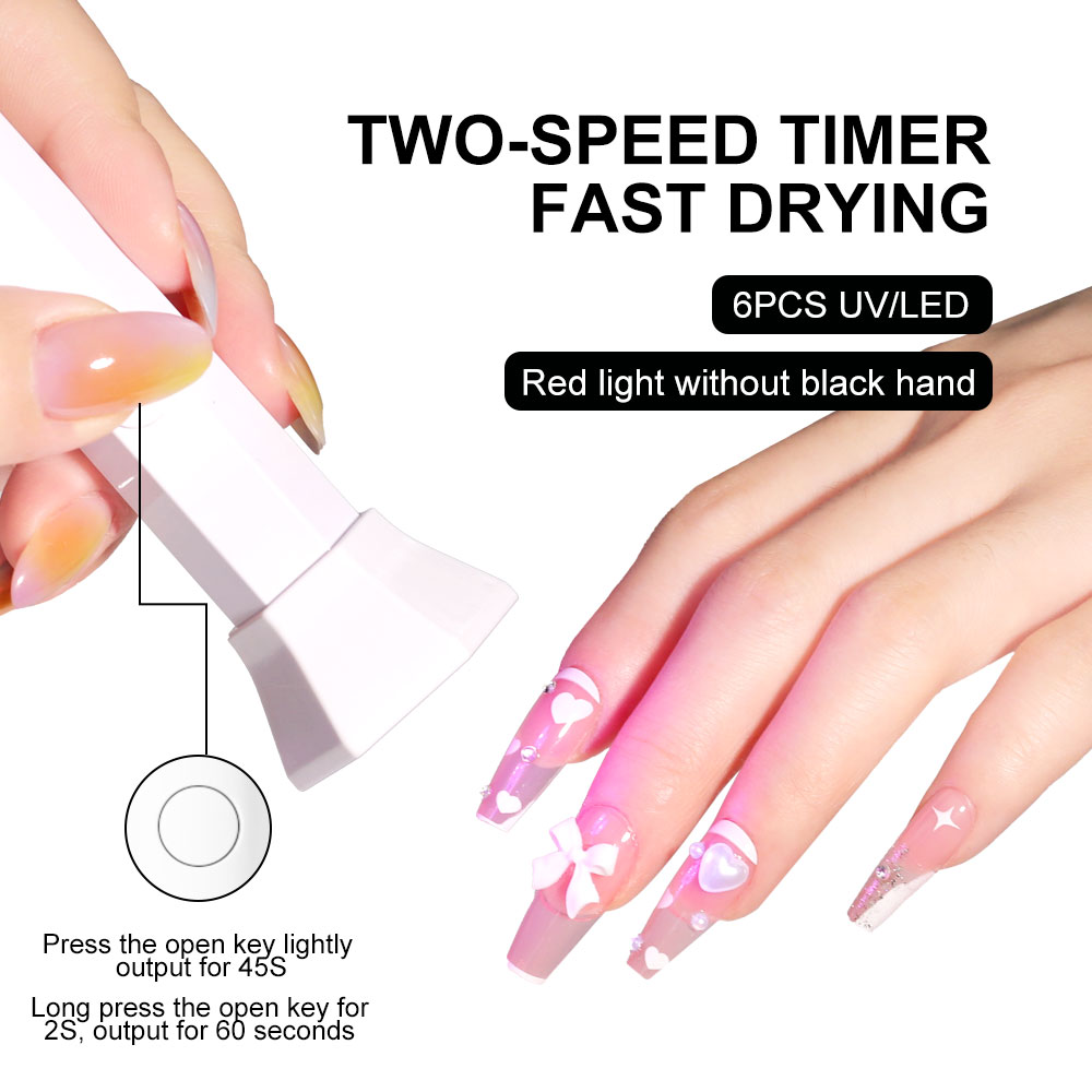 ANRLO Professional UV Nail Lamp, LED, 6 UV Lights, Handheld Design, Dual Timer 45/60s, USB Rechargeable, Eye Protection Technology (Handheld Nail Drye
