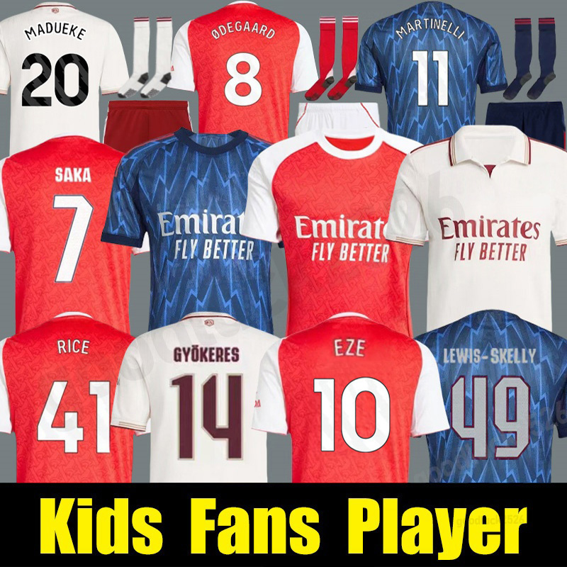 24 25 26 RICE soccer jerseys Home SAKA 2025 2026 G. JESUS MARTINELLI SALIBA HAVERTZ football shirt Men Kids Uniform FANS Player RAYA ODEGAARD CALAFIORI RUSS0 Kit Shirt