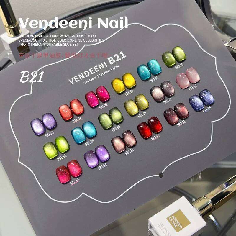 18Color Neon Glazed Glass Cat Nail Set Crystal Candy Color Magnetic For Spring Summer Gel Polish Kit M250912