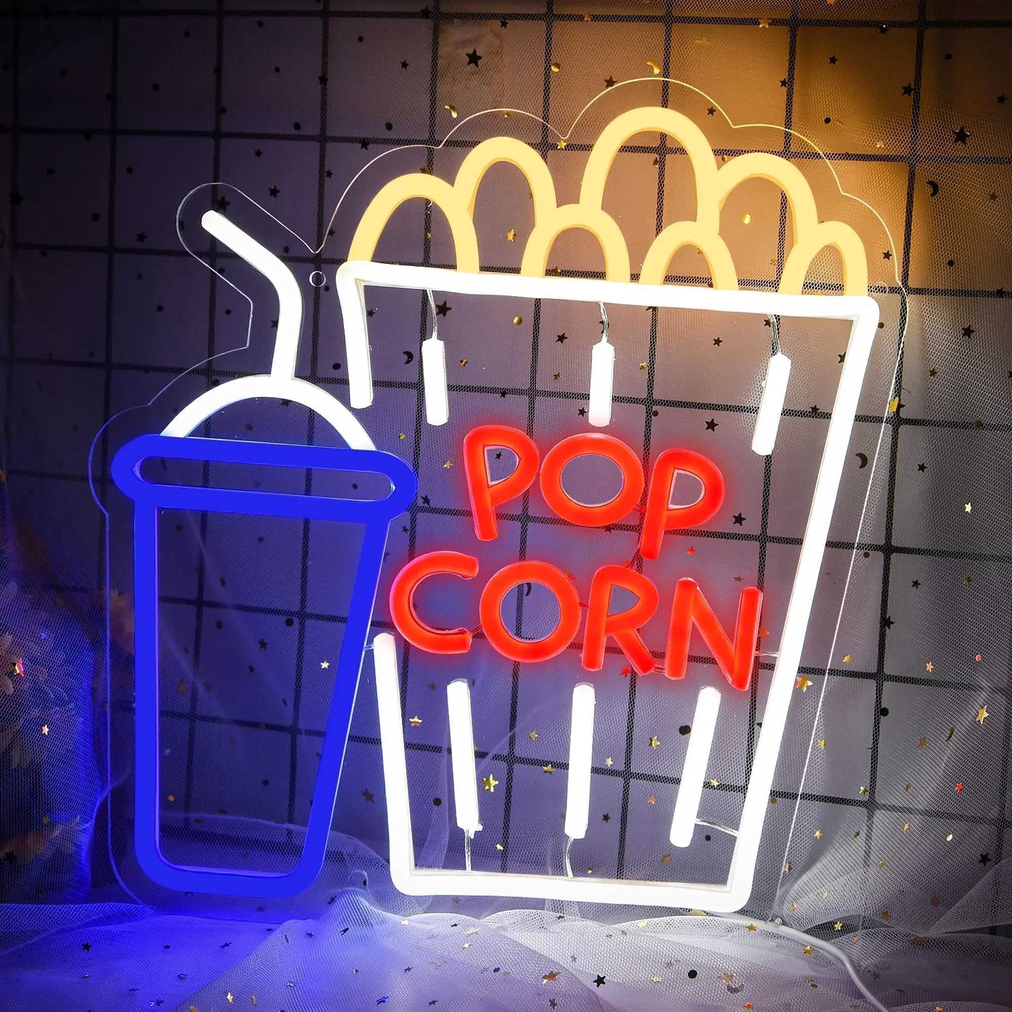 Popcorn Box Neon Sign Cinema LED Light for Wall Decor Dog Popcorn Neon Light Dimmable USB Neon Lights for Film Room Y250916