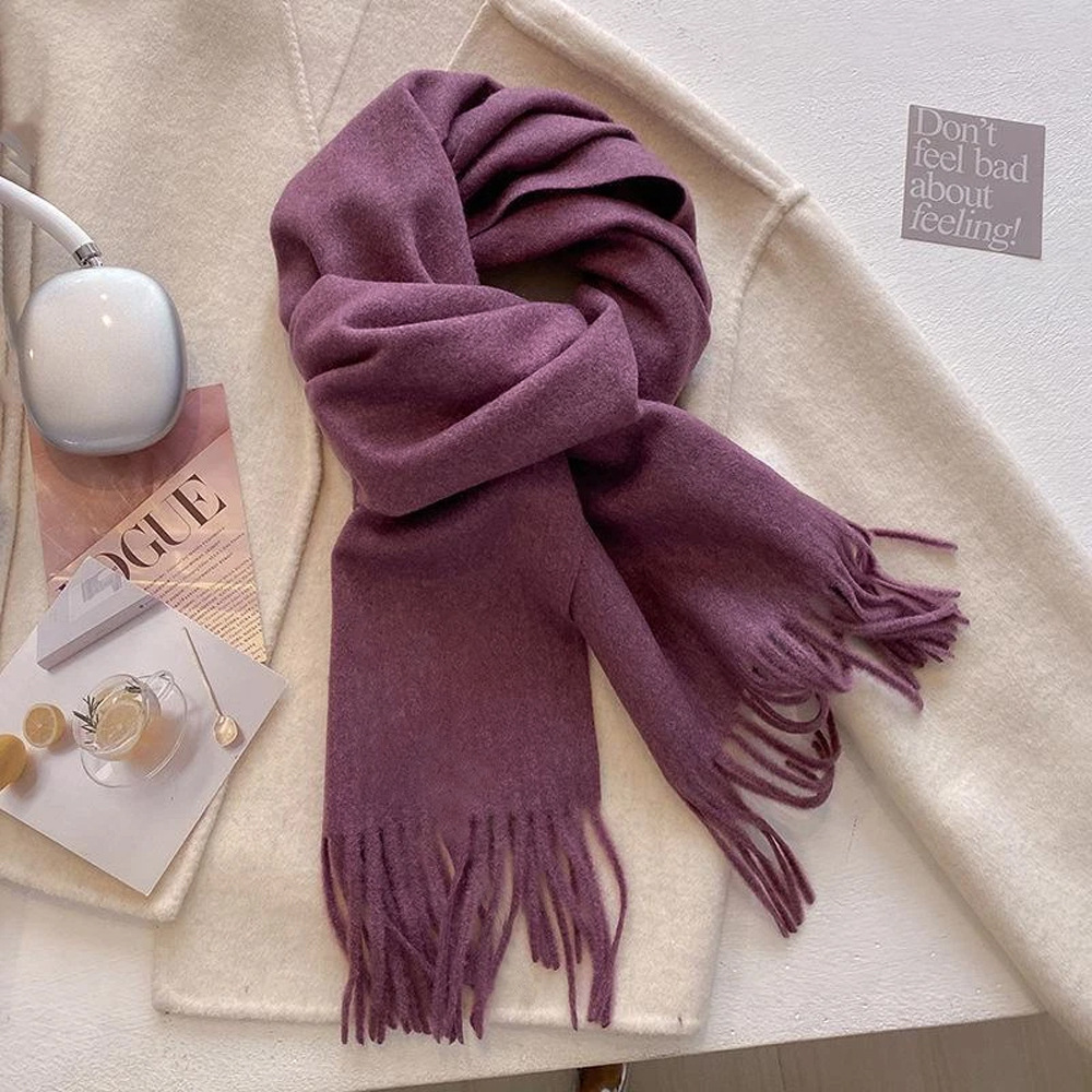 K1921 Korean Style Winter Scarf - Extra Long Plush Warm Neck Wrap, Lightweight Yet Cozy, Perfect Cold Weather Accessory