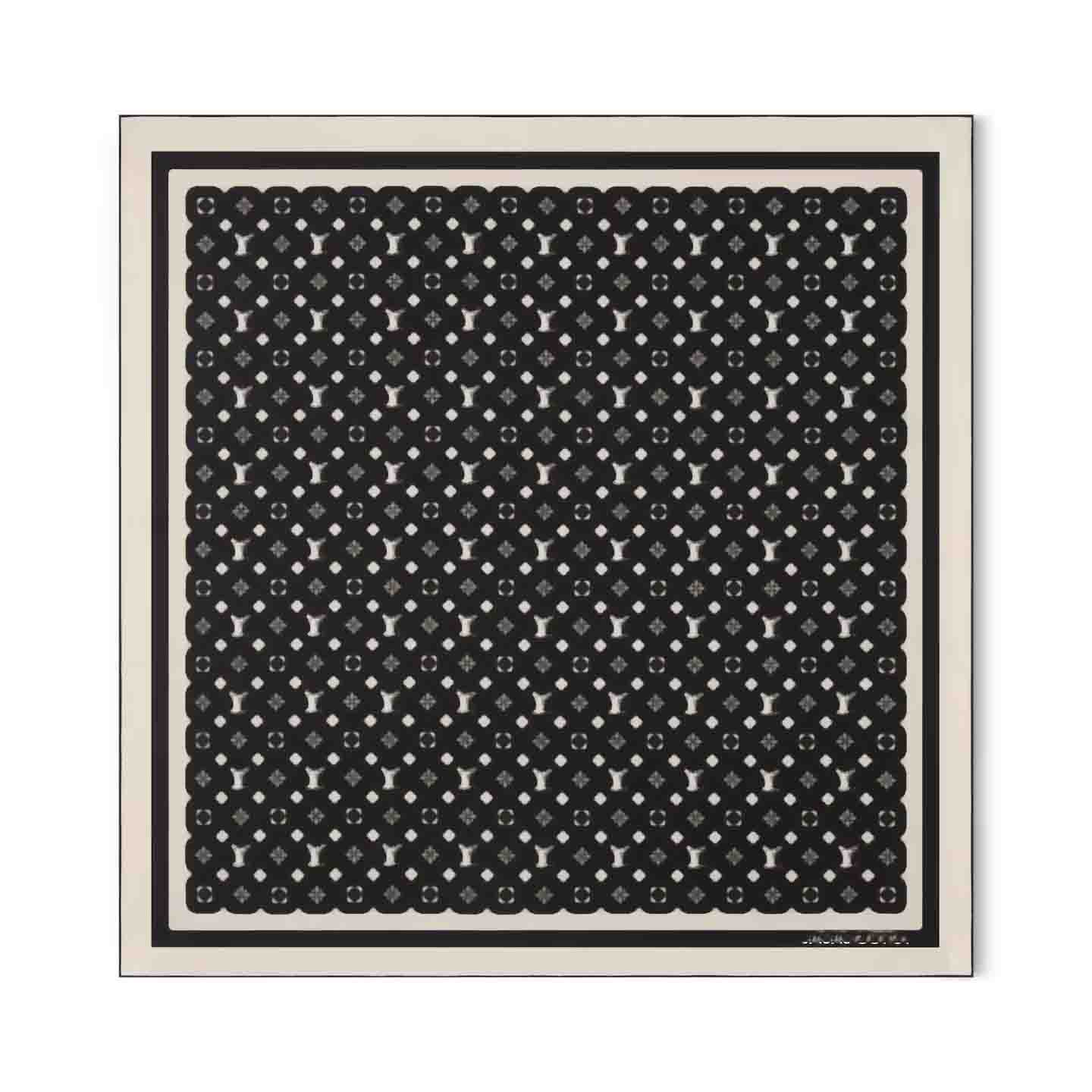 Luxury silk scarf brand L-letter print designer silk scarf geometric pattern brand shawl versatile for dates 90X90cm