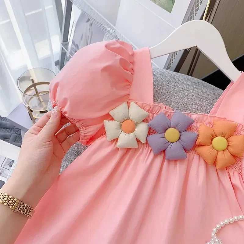 Girls Princess Dress Summer Baby Puff Sleeves Elegant Dress Children Flowers Frock Kids Birthday Party Clothing 19 Years Old C250916