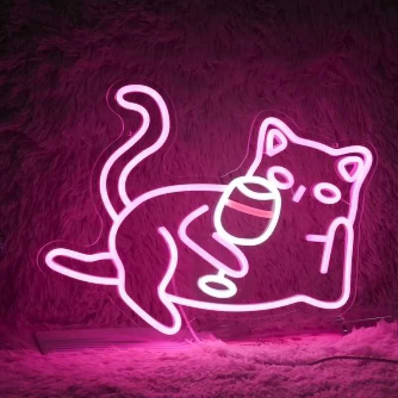 Boba Tea Neon Sign Cat Beer Neon Sign Bubble Tea Shop Sign Led Wall Decor Dimmable Room Decoration Dessert Shop Bar Club USB Y250916