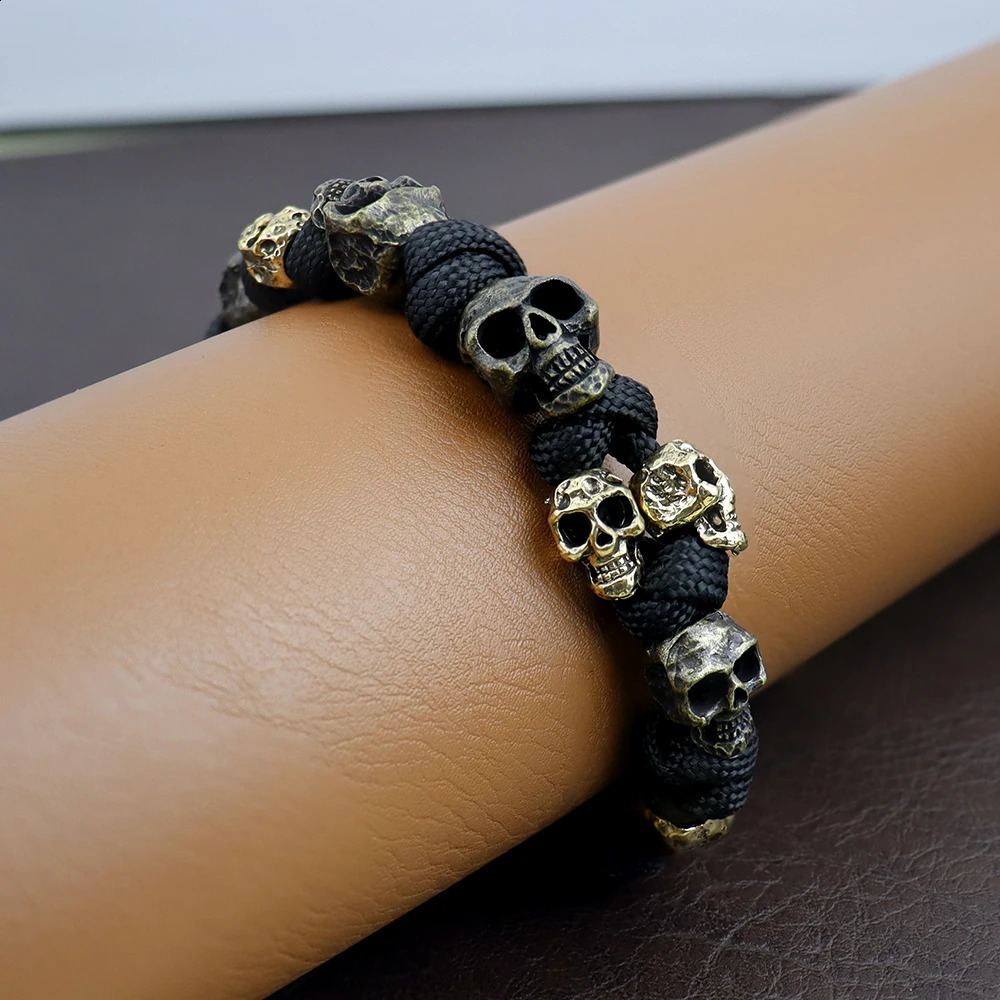 Fashion Skull Bracelets for Halloween Gifts Gothic Adjustable Woven Bracelet Punk Hip Hop Charm Male Jewelry Accessories 250916