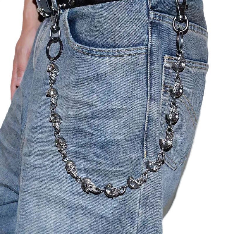 Metal Skull Jeans Chain Hip Hop Personalized Punk Dark Skull Waist Chain Handsome Cool unisex Accessories 250521