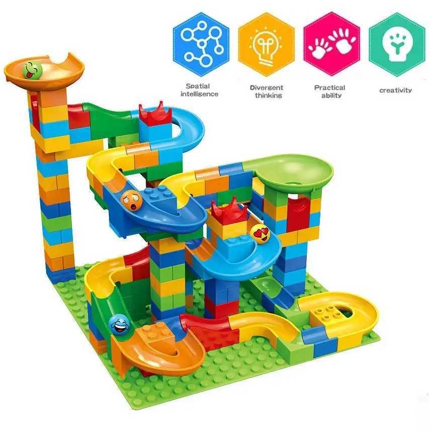 Childrens Puzzle Marble Race Run Blocks Maze Toys DIY City Building Blocks Funnel Toys ParentChild Interaction Blocks Toys C250916