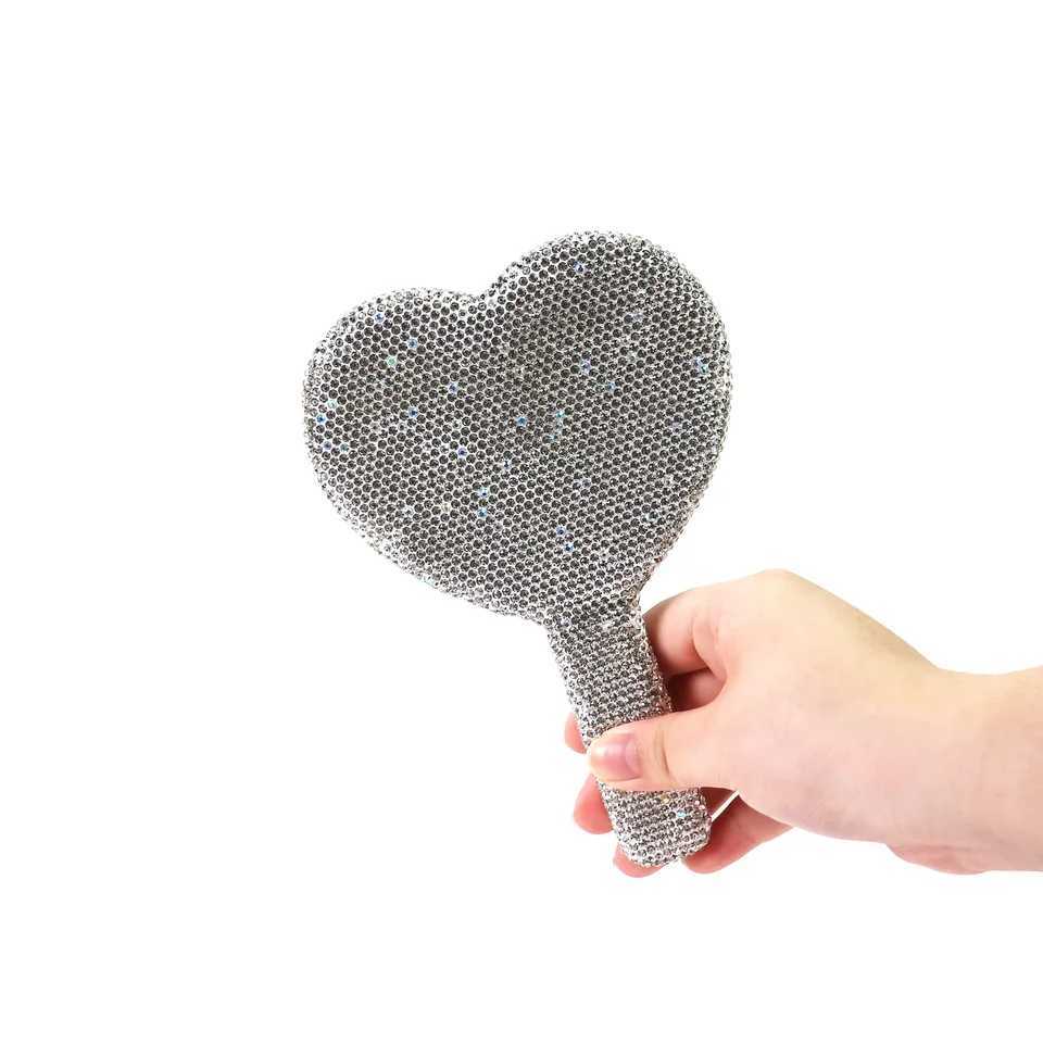 Travel Diamond Makeup Mirror Love Heart Bling Cosmetic Beauty Tools Handheld Vanity Portable Make Up Mirror for Girls Gifts C250916