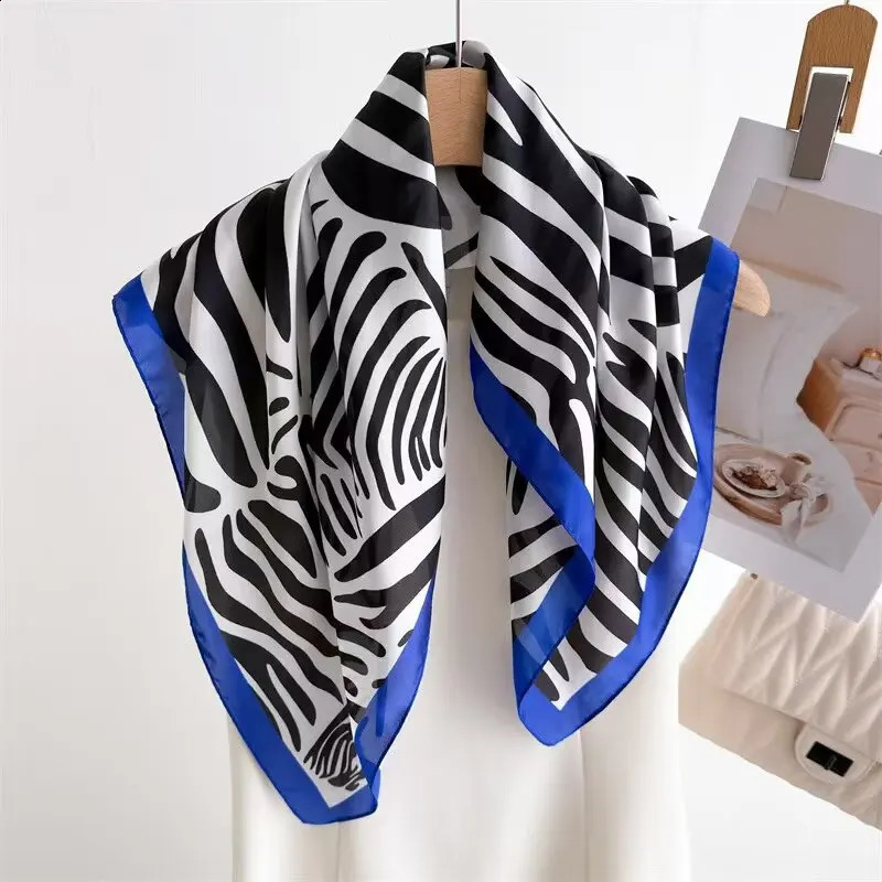 68cm Wild Zebra Printed Square Scarf for Womens Spring Summer Silk Scarf Trendy Versatile Shawl Scarfs Headscarf 250915