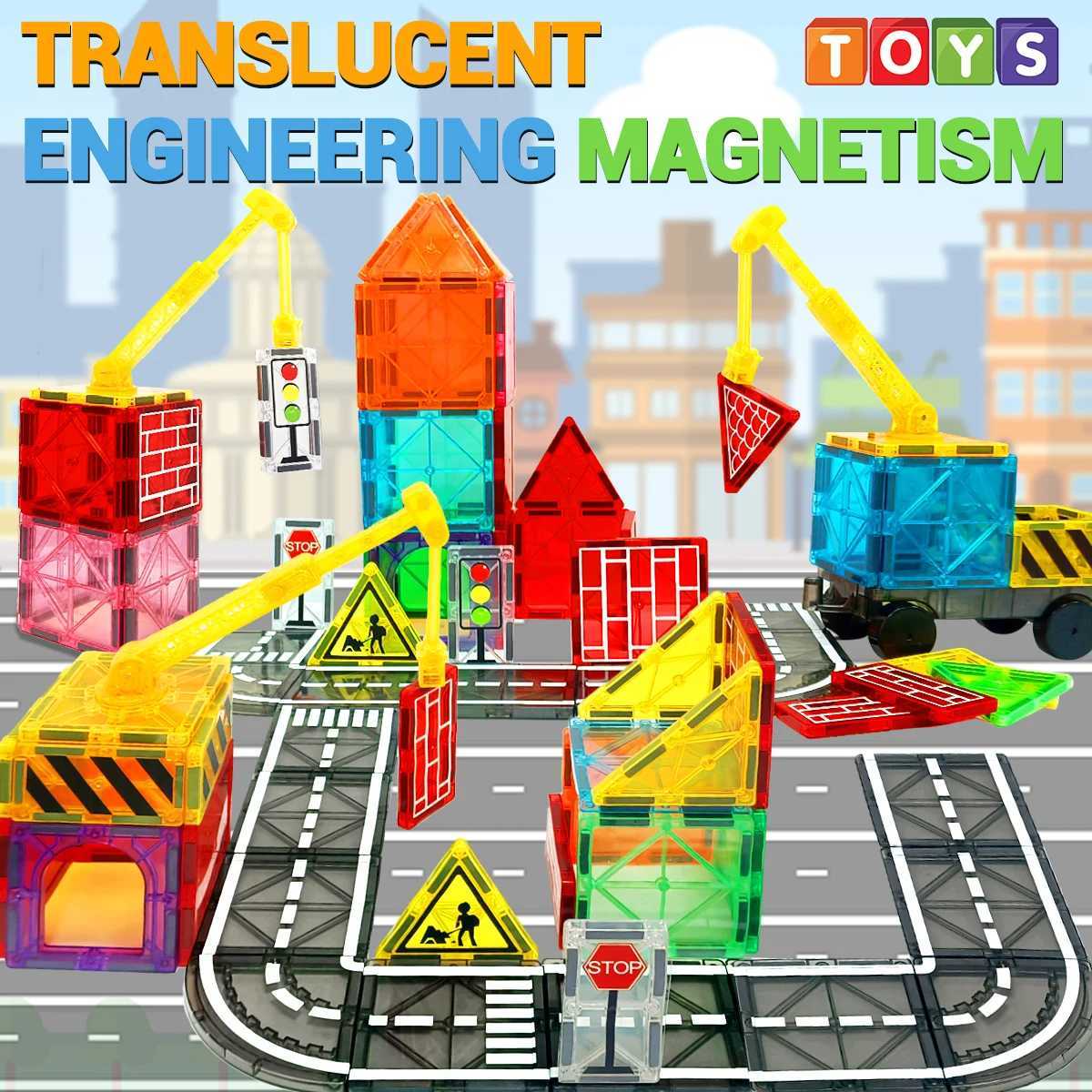 Magnetic Building Blocks set with car assembly toys Magnetic Montessori Educational Game Toys for Kids Boys Girls Gifts C250916