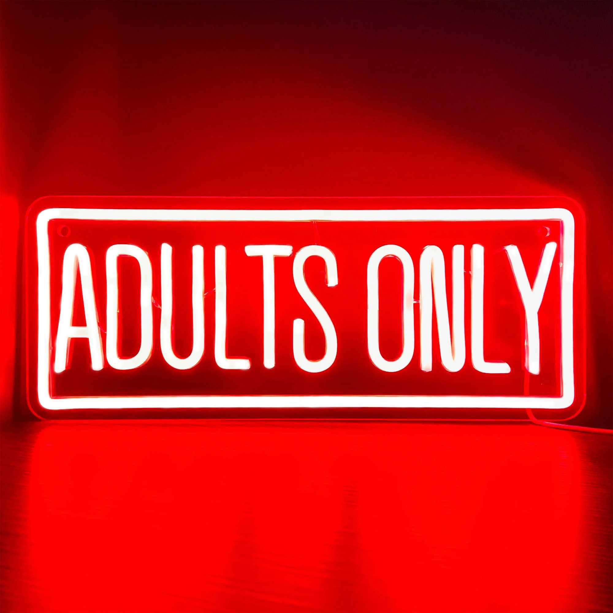 Bold Red Adults Only Neon Sign Versatile Wall Decor for Party Bedroom Man Cave USBPowered Y250916
