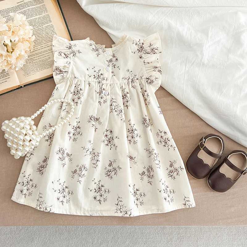 Fashion Flowers Kids Clothing Baby Girls Dress Flying Sleeve Ruffles Cotton Backless Newborn Infant Princess Dress Party Dresses C250916