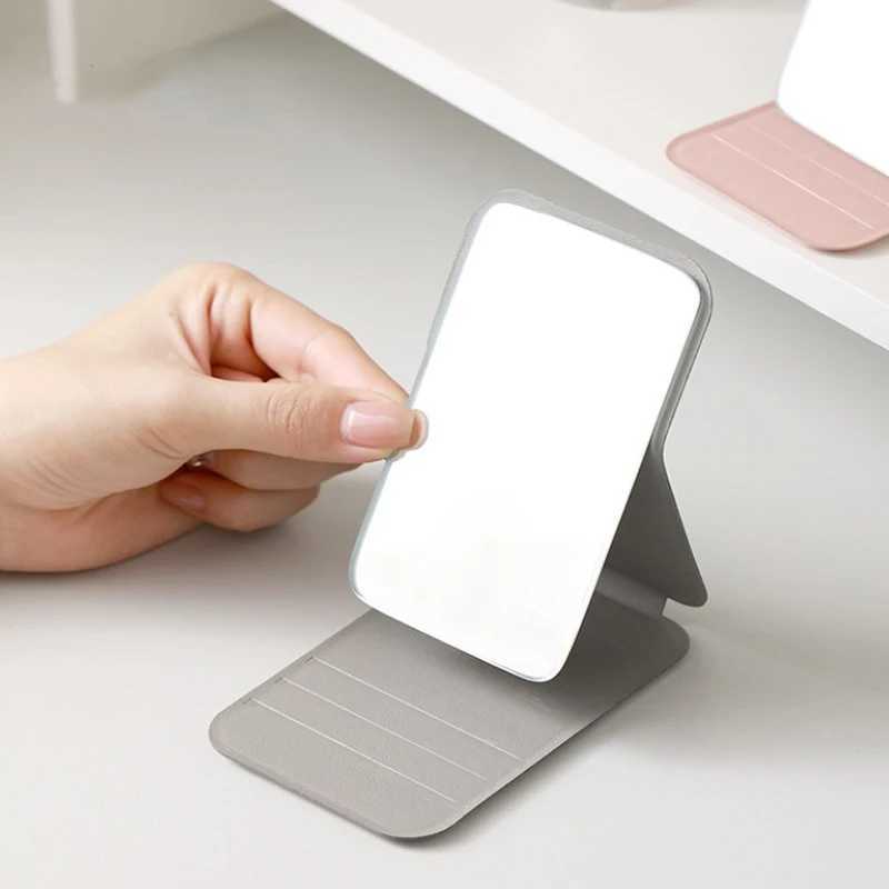 1pc Mini Folding Makeup Mirror Highquality Portable Pocket Makeup Mirror Singleside Creative Women Solid Color Handle Desk C250916