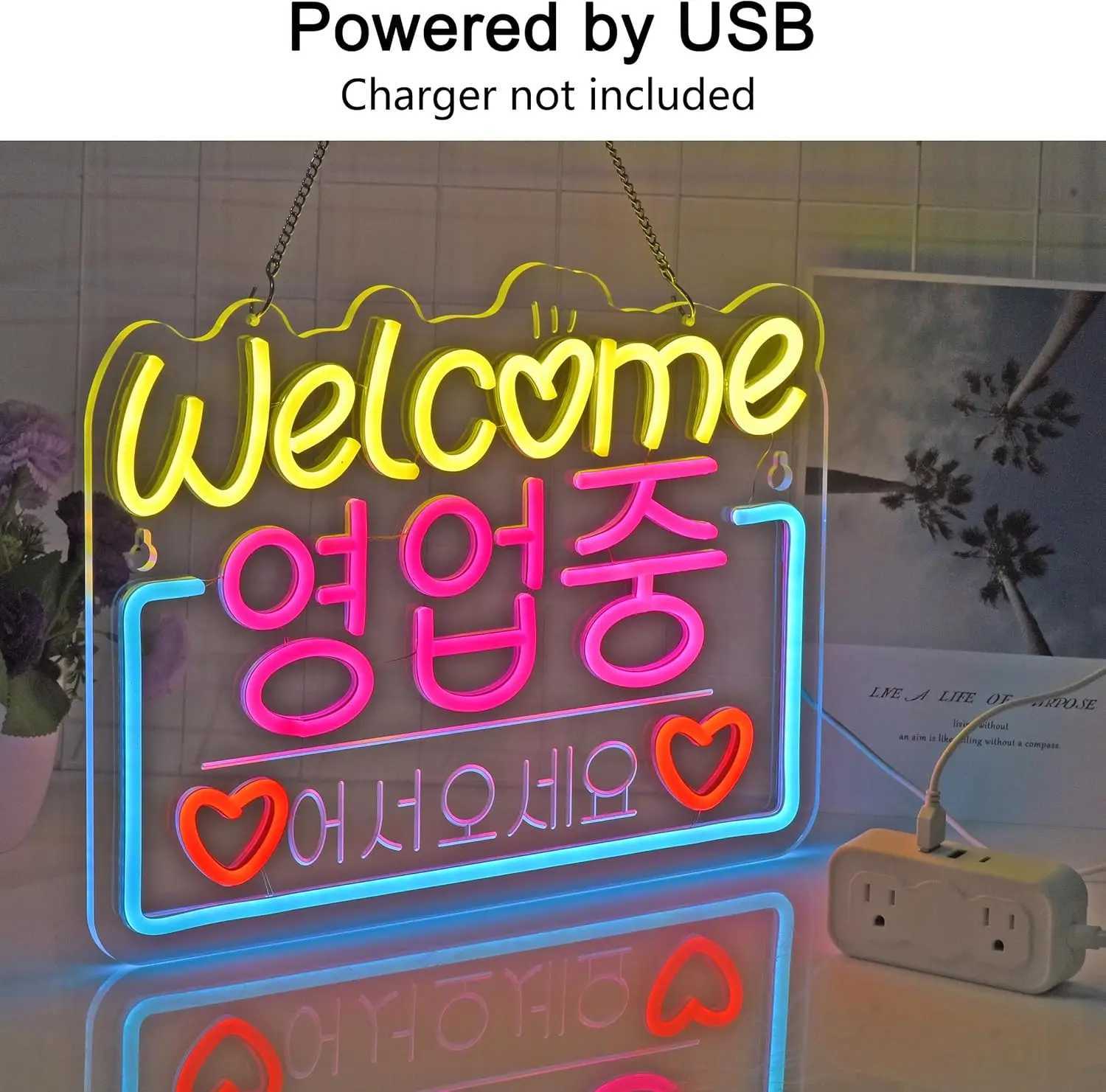Korean Welcome on Sale Neon Sign Neon Light Hanging for Restaurant Store Salon Shop Cafe Bar Market Party Decor USB Dimmable Y250916