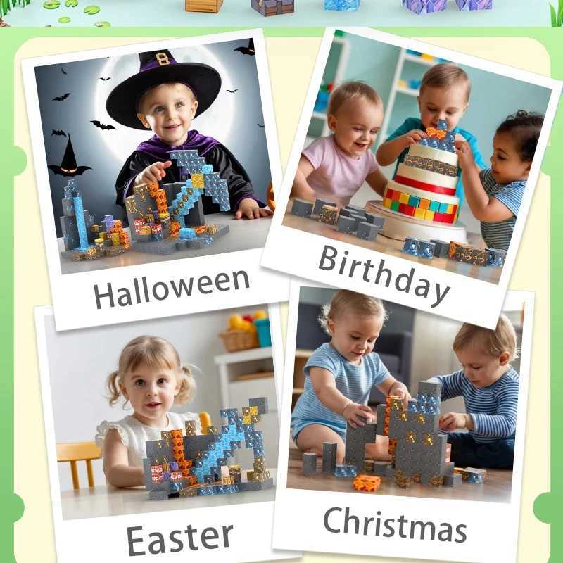 Magnetic Blocks Magnet Tiles Toys Magnetic Building Blocks Cubes Stacking Magnets for Kids Birthday Gifts for Boys and Girls C250916