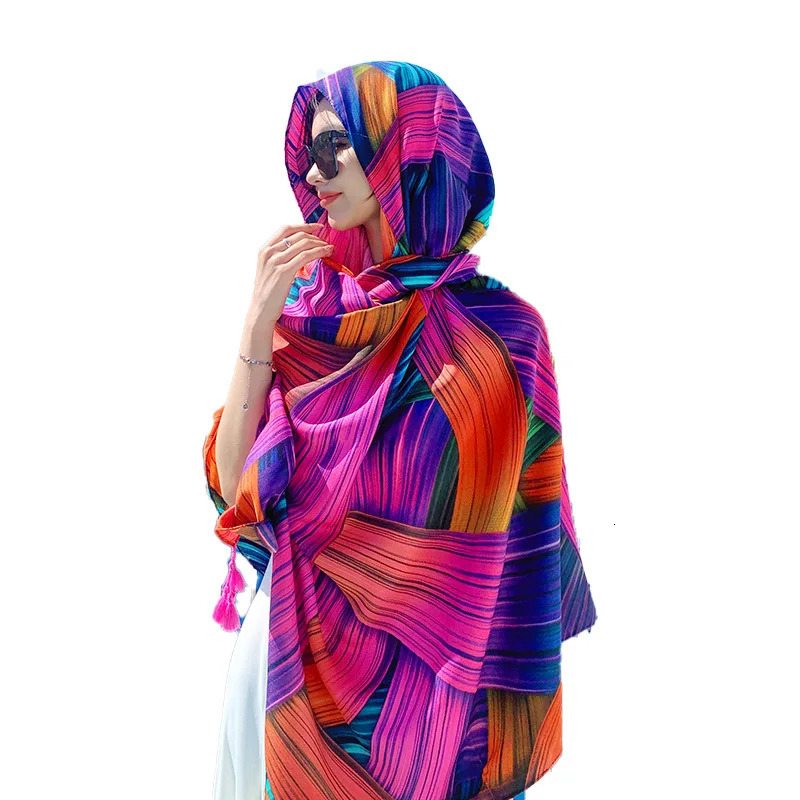 Summer Trendy Colorful Shawl Scarf 1PC Comfortable Lightweight Sun Protection Travel Beach Scarf Head Scarfs for Women 250915