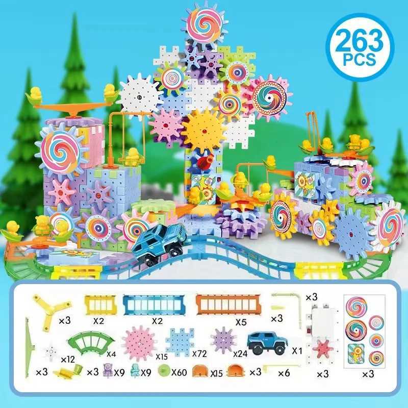 3D Puzzle Electric Gears Model Building Kits Plastic Brick Blocks Educational Toys for Kids Children Gear Blocks Building Toys C250916