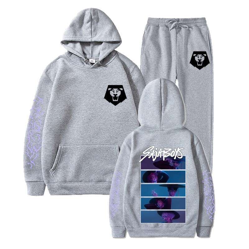 2025 Kpop Demon Slayer Boy Group Sa Boys Hooded Loose Fit Unisex Casual Sports Sweatshirt Set