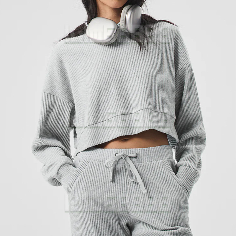 Womens Sets Yoga Hoodies Designer hoodie CREW NECK PULLOVER Outfit Warm Sweatshirts Silver 3D logo on chest Loose Sweatwear Unisex Casual Top Fashion Outwear Jacket