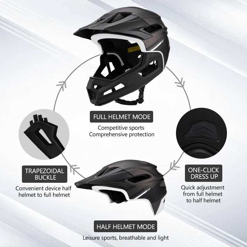 Eastinear High Quality Mountain OffRoad Bike Helmet 2in1 Full Face Detachable Outdoor Adult Men and Women MTB Cycling Helmet J250916