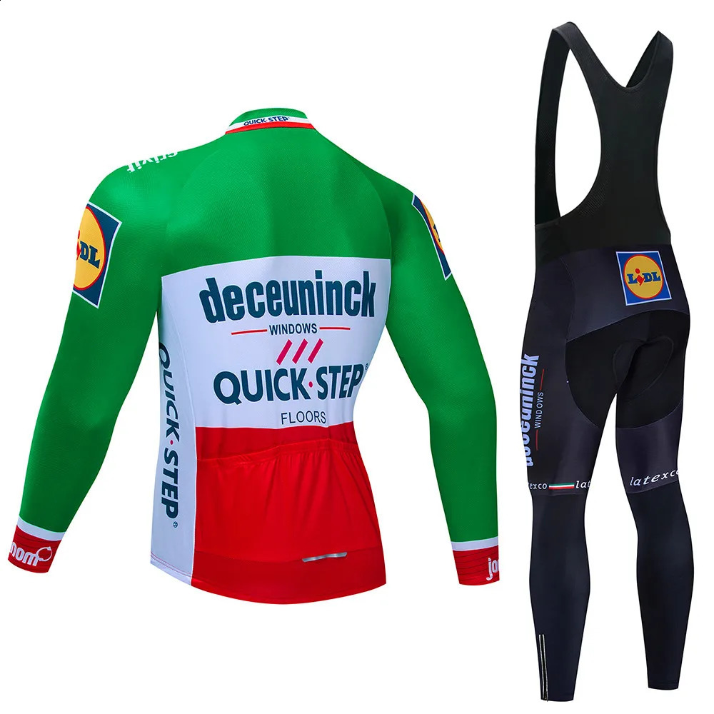 2025 Quick Step Cycling Jersey Set Team Long Sleeve Cycling Clothing Sports breathable Men Road Bike Suit MTB Pants Wear Autumn 250915