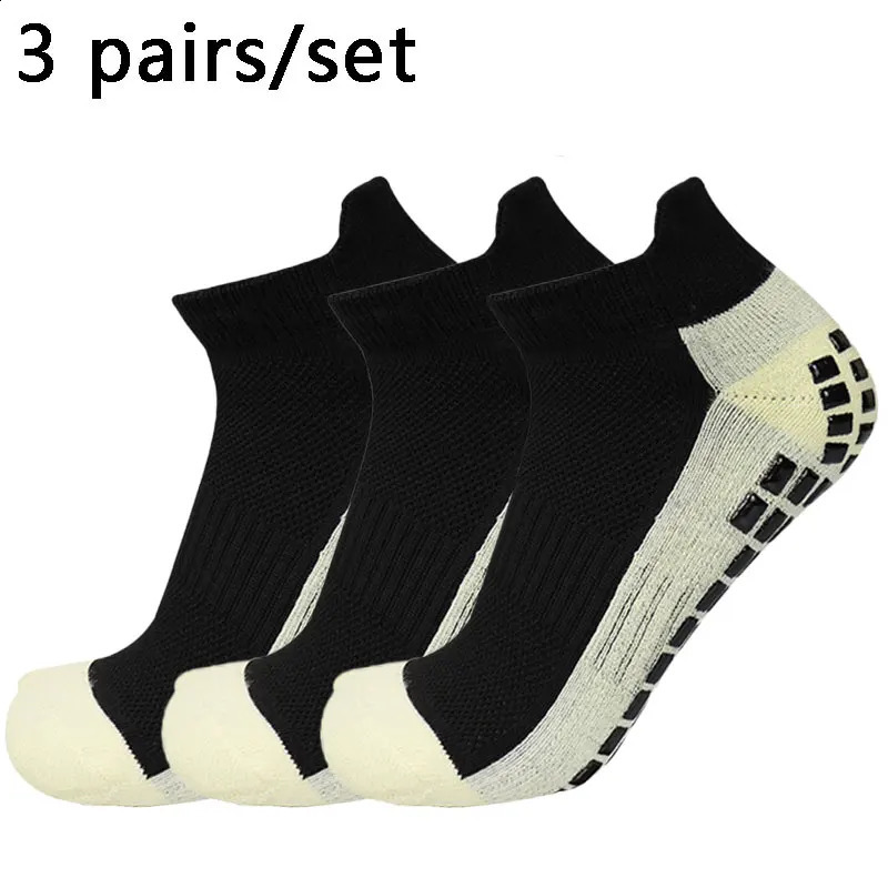 3 pairs Men Women Football Socks Short Sports Silicone NonSlip Grip Soccer calcetines hombre futbol 250916