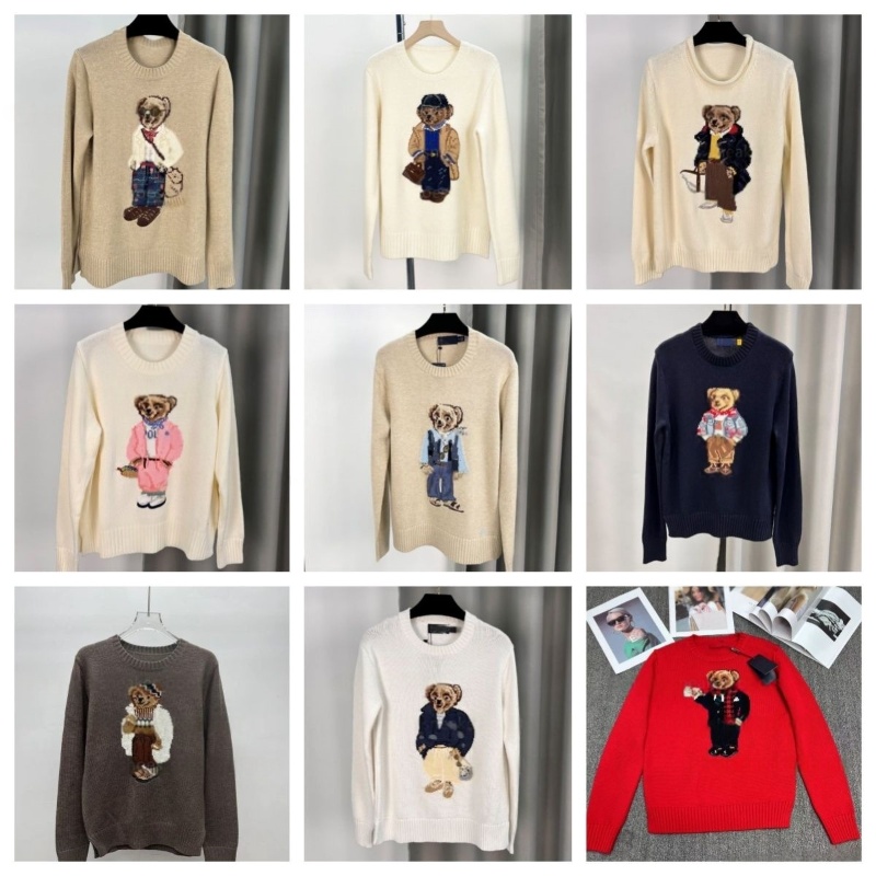 Women sweater Cashmere sweater Fashion Designer brand embroidery sweater crew neck RalhpLaurnrsweater designer bear sweater