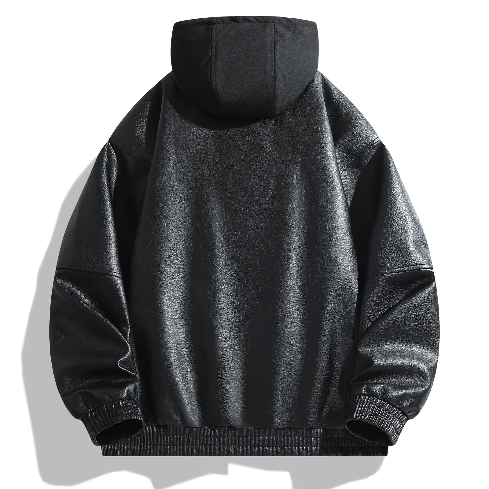 Autumn Mens PU Leather Jacket Casual Hooded Coat Outdoor Windproof Classic Solid Color Long Sleeve Top Men Clothes 250916