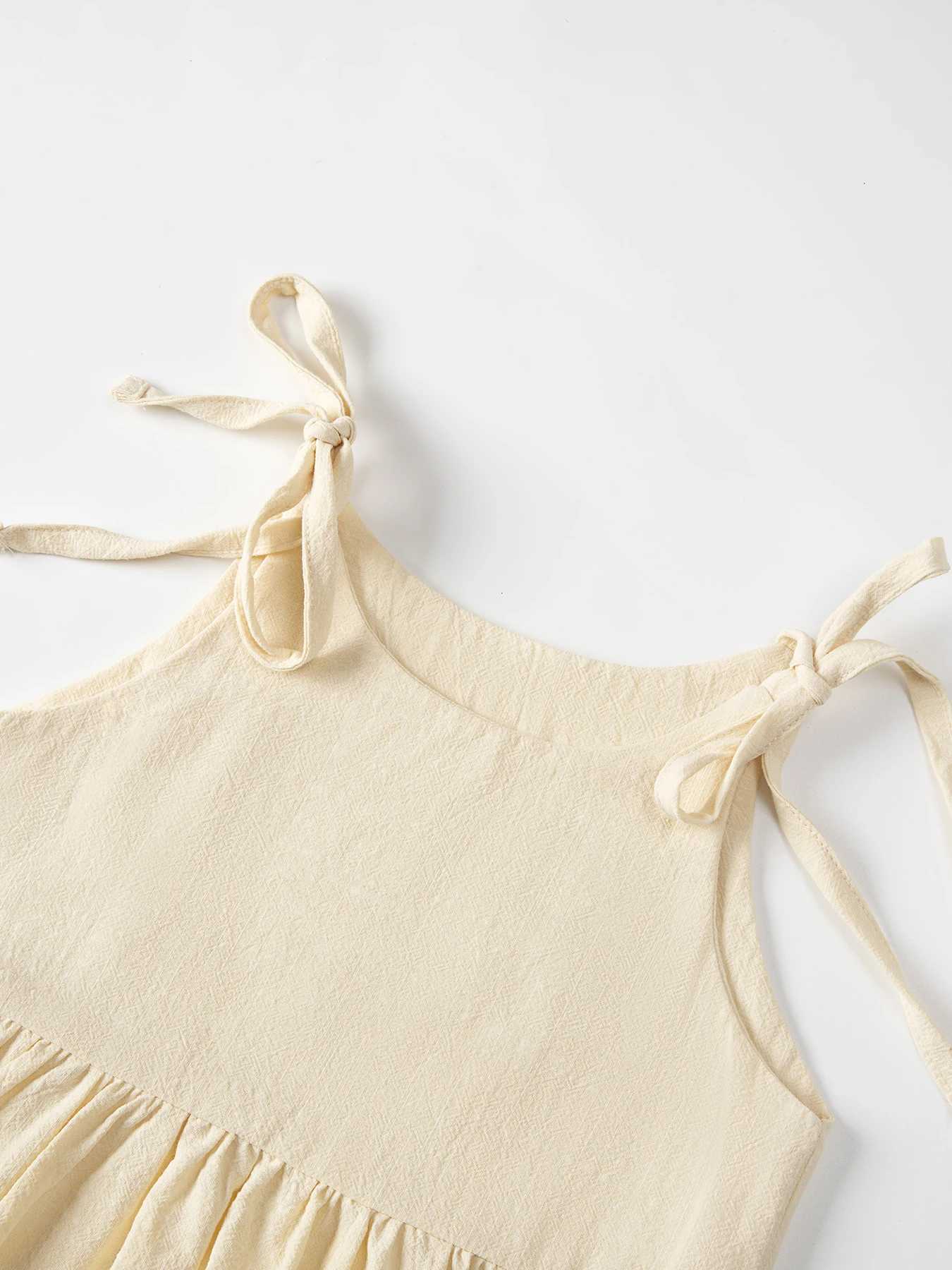 hot sales spring summer fall fashion solid color linen big pocket laceup slip dress baby girl dress designs C250916