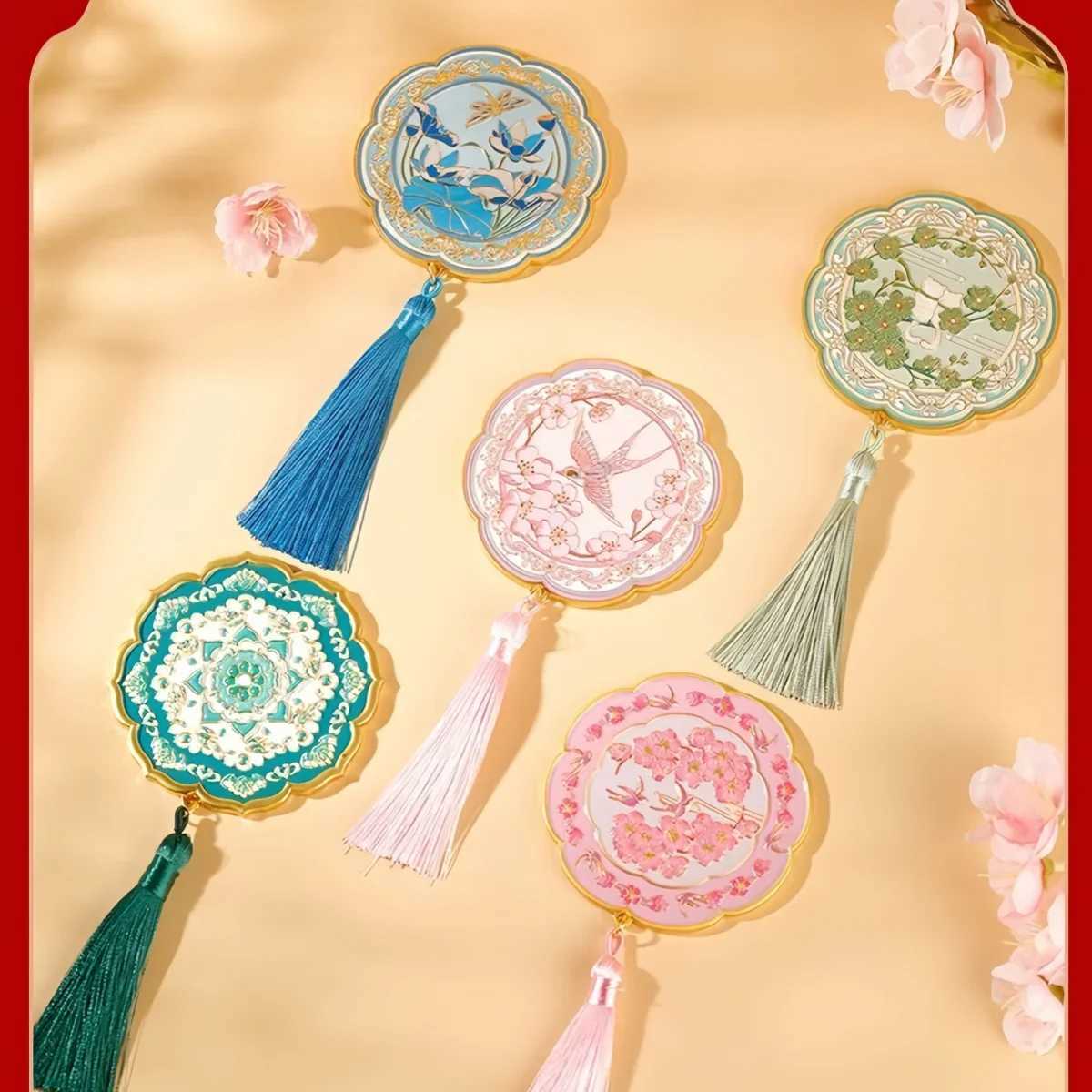 Handheld Makeup Mirror for Women Creative Chinese Style Tassel Mirror Luxurious Gift Box Holiday Gift for Women Makeup Mirror C250916