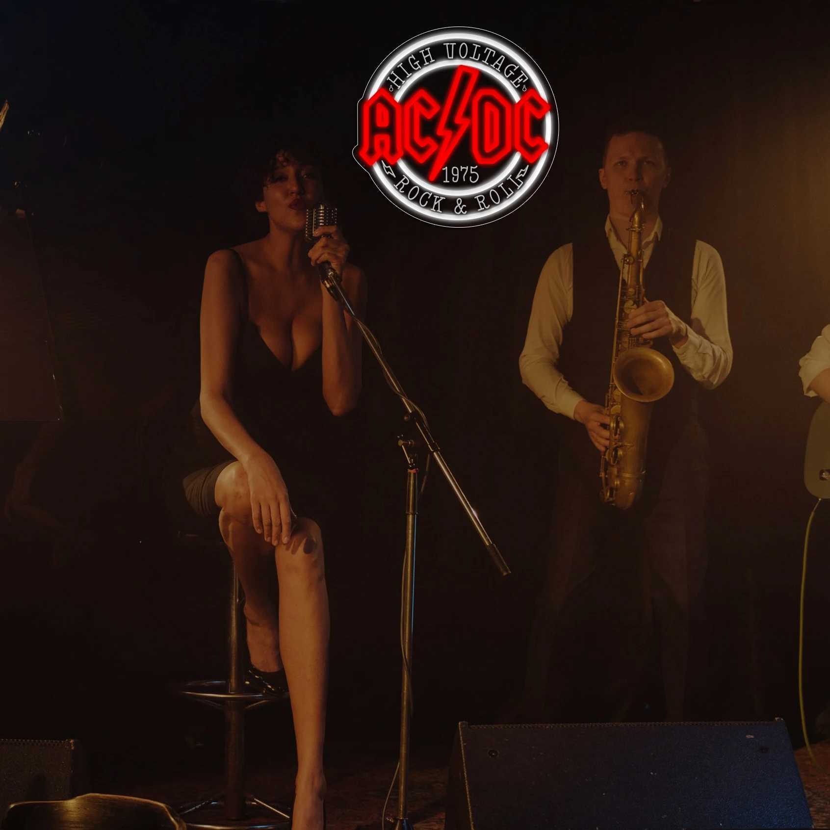 1 ACDC rock music 1975 neon sign suitable for home bars taverns entertainment rooms game rooms and garage walls Y250916