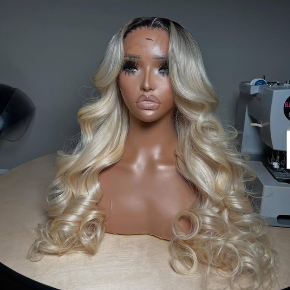 Ombre Dirty Blonde Bone Straight Lace Frontal Wig 13x6 HD Lace Human Hair Wig Ash Blonde With Dark Roots 13x4 Lace Front Wigs Brazilian Hair On Cleara
