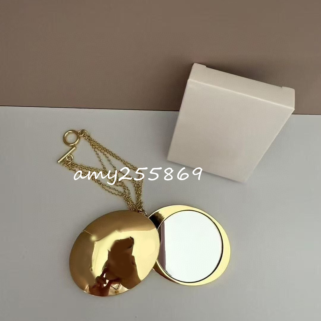 Fashion metal makeup mirrors engrave vintage style portable rotating mirror fashion cosmetics tools with gift box hanging decoration