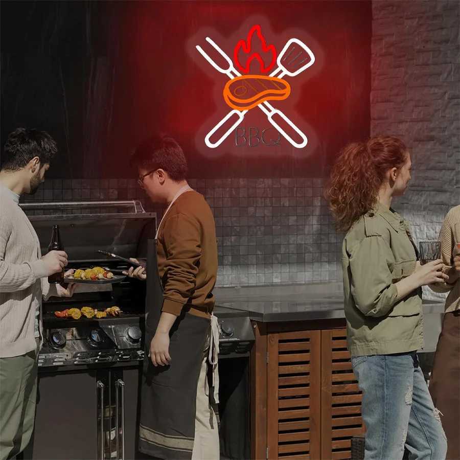 BBQ Neon Sign For Wall DecorLed Neon Light For Party DecorBarbecue Restaurant Home PartyStoreHolidays PartyMan Cave Y250916