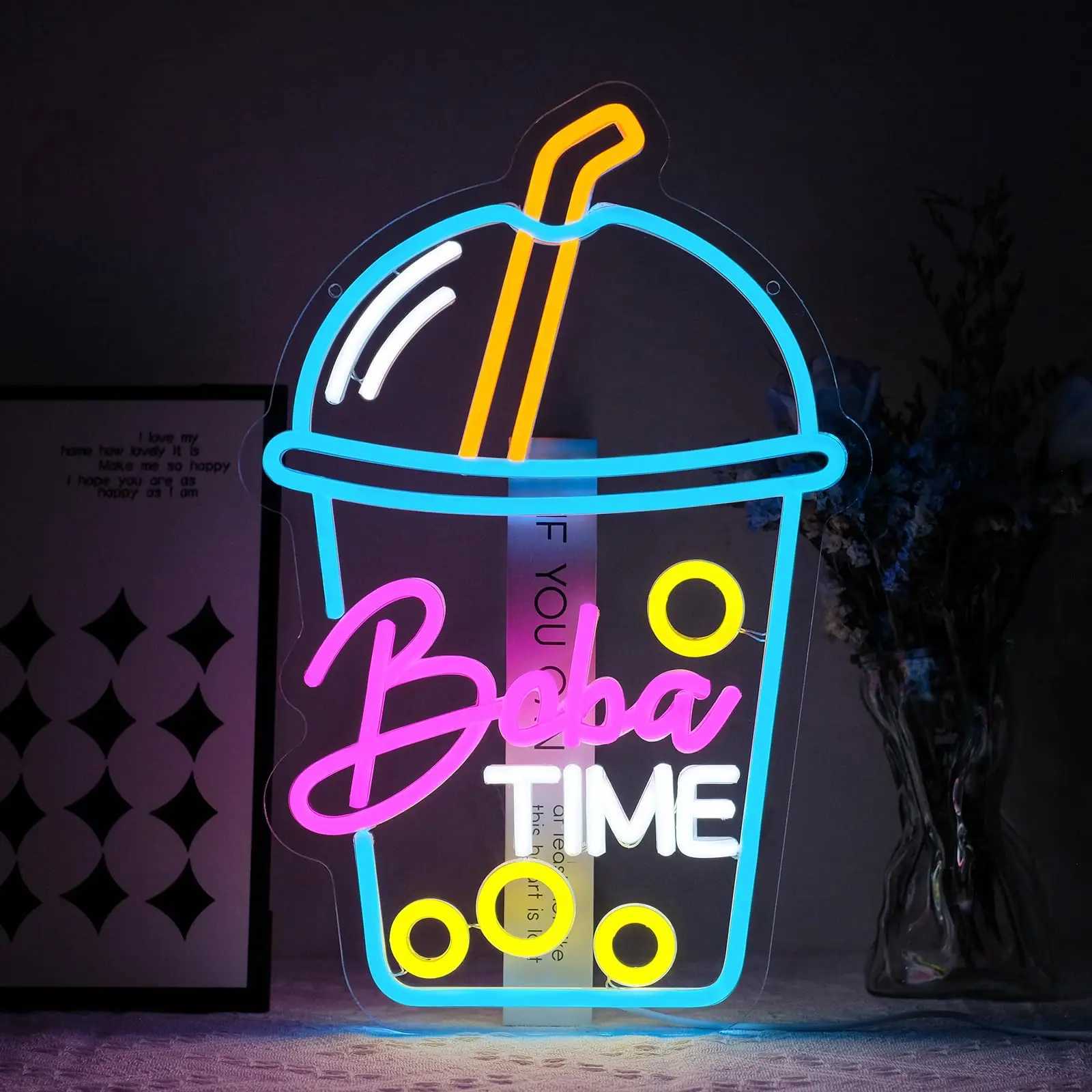 Bubble Tea Neon Sign Bright LED Boba Shop Decor Cafe Wall Light for Milk Tea Store Home Bar Trendy Gift for Boba Lovers Y250916