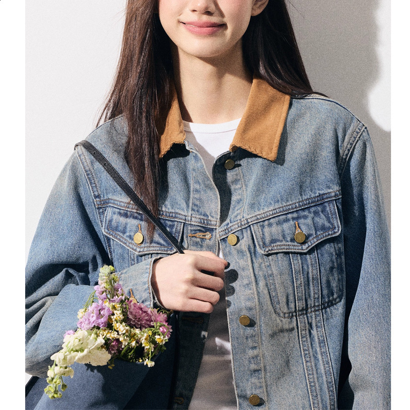 Fall Applique Embroidered Lettering High-end Fashion Lapel Denim Jacket Jacket Retro Style Womens Blouse 240904