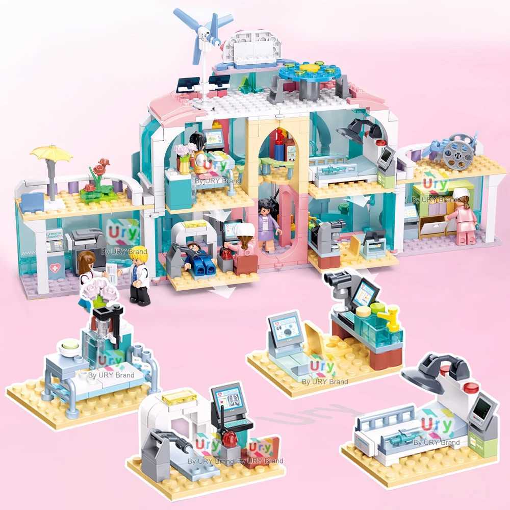 Sluban Friends House City Hospital Ambulance Rescue MRI Room Inpatient Ward Building Blocks Set DIY Toy for Girl Birthday Gift C250916