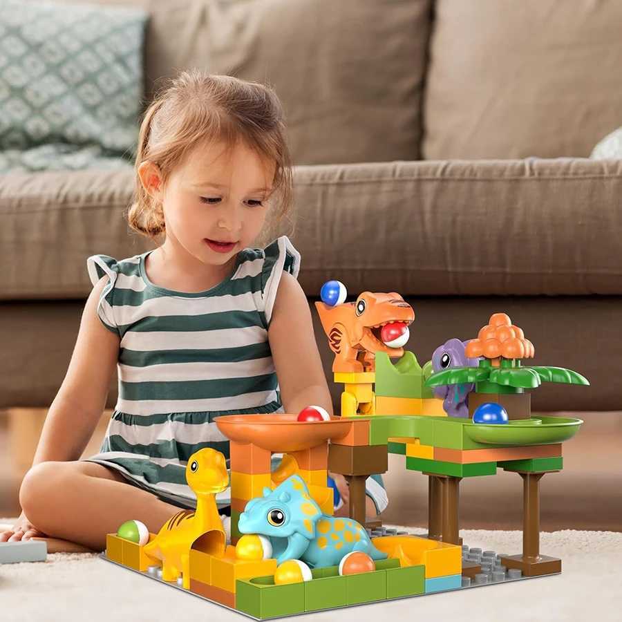 Kids Construction Building Block Toys Marble Runs Building Block Toys for Kids 48 Marble Run with Dinosaur Building Blocks C250916