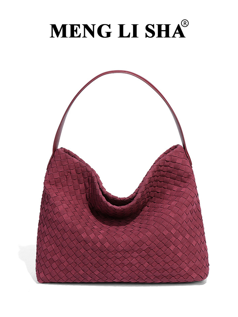 MENGLISHA Free Shipping designer bag Light luxury high quality Vintage frosted woven shoulder tote bag commuting large capacity handbag