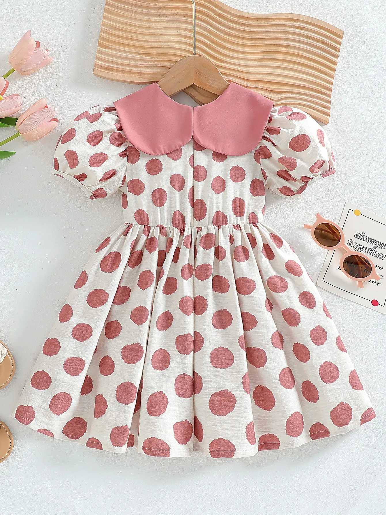 Body Girls Puff Sleeve Summer Oneck With Bow Polka Dot Princess Dresses Children Casual Clothes Fashion 26 Years C250916