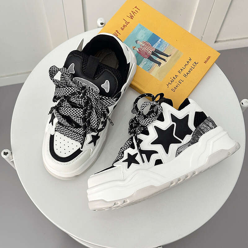 Langzu Free shipping premium feel Sneakers Boai White Thick-Soled Bread Couple Height Increasing Thickened Casual Sports Star Men's Shoes