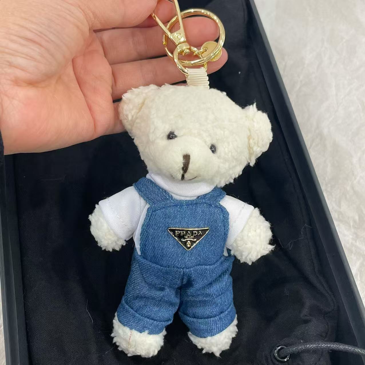 French Style Cute Bow Pleated Skirt Bear Bag Pendant Lamb Wool Fluffy Keychain Womens Gift 250726