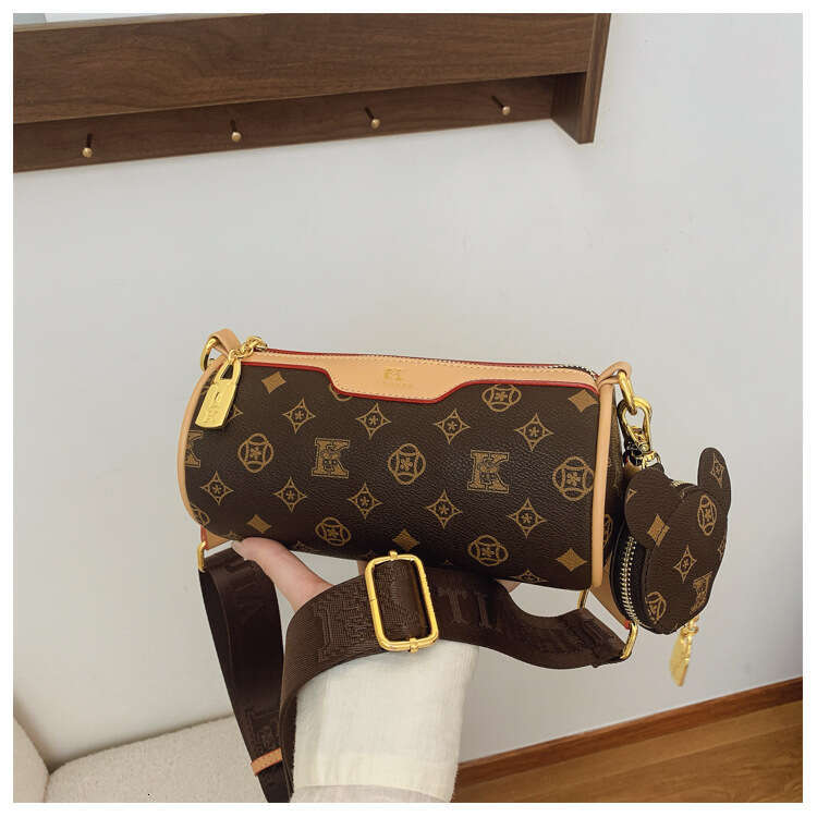 Luxury Bags Designer Bag Fashion Wide Strap Cylinder Bag for Women 2025 New Pattern Printed Pillow Bag Shoulder Crossbody Bag
