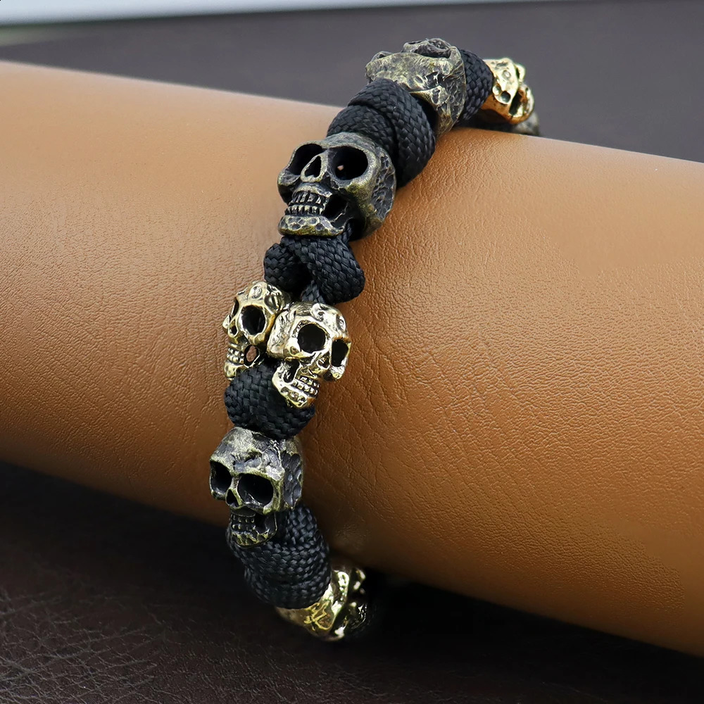 Fashion Skull Bracelets for Halloween Gifts Gothic Adjustable Woven Bracelet Punk Hip Hop Charm Male Jewelry Accessories 250916