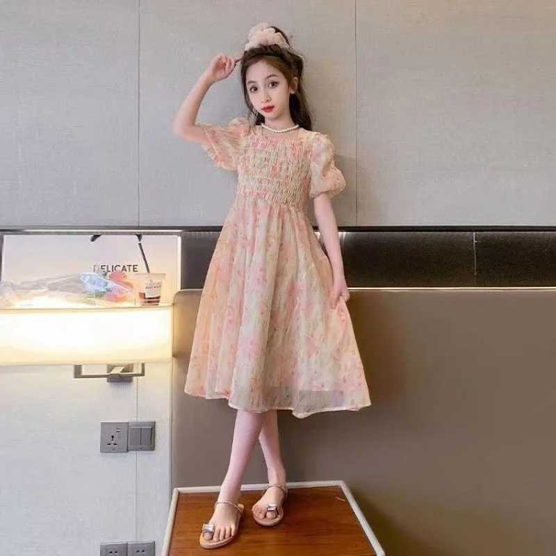 Kids Summer Dress Floral Pattern Girl Party Dress Chinese Style Kids Dress Summer Clothes Girl 6 8 10 12 14 Years Old C250916