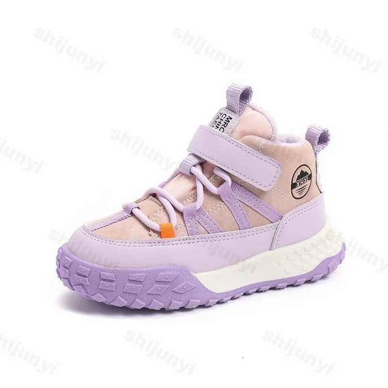 Childrens Sneakers 2025 Autumn Winter Boys Sport Girls Plush Warm Cotton Casual Shoes Studnet High Top Outdoor Ankle Boots Y250916 XJ260303