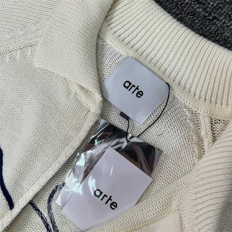 Oversized Arte Knit Sweaters Men Women 11 High Quality Embroidery Flower Apricot Pure Cotton Arte Zipper Jackets Z250916